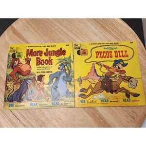 Vintage Disneyland Record and Book Bundle – Pecos Bill & More Jungle Book